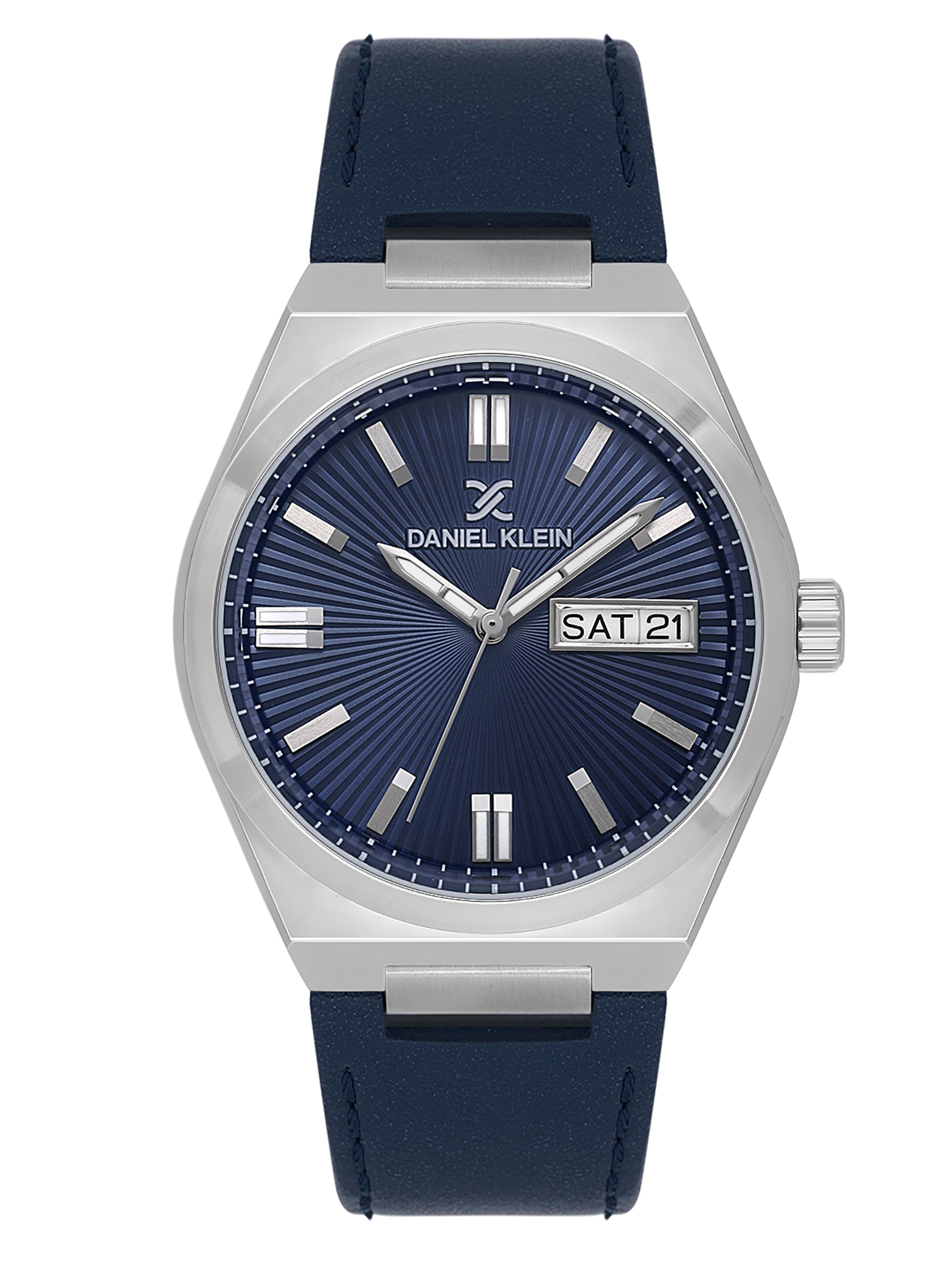 Daniel klein IPS Dark Blue Emboss Dial Leather Watch for Men DK.1.14059-2
