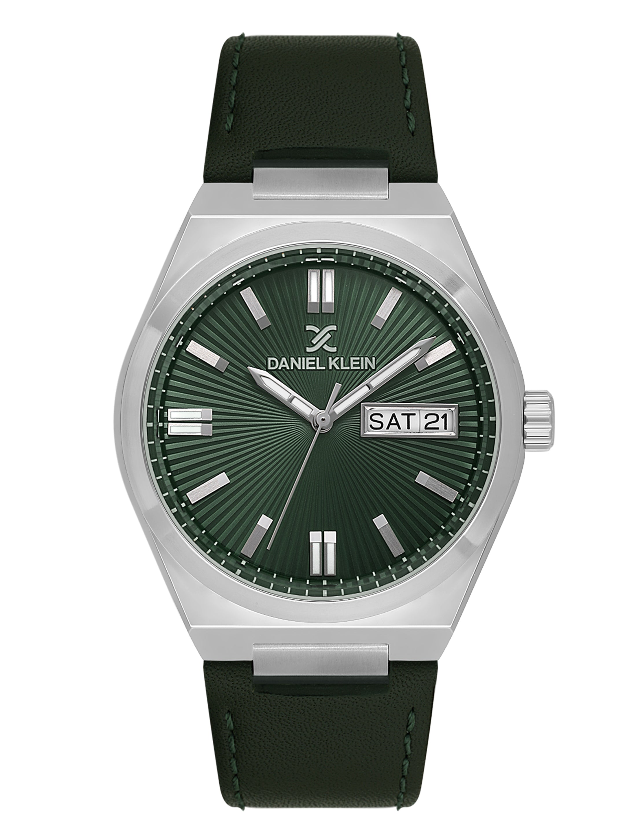 Daniel klein IPS Dark Green Emboss Dial Leather Watch for Men DK.1.14059-3