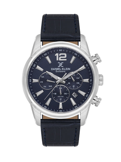 Daniel Klein Men’s Dark Blue Dial Leather Watch DK.1.14063-2