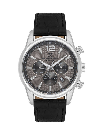 Daniel Klein Men’s Warm Grey Dial Black Leather Watch DK.1.14063-3