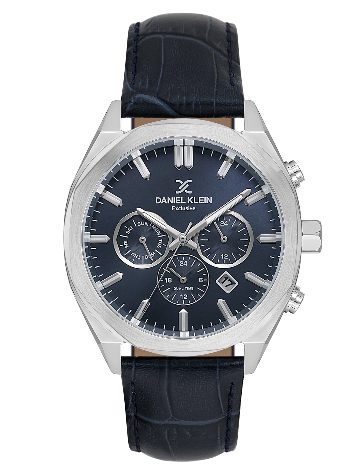 Daniel Klein Men’s Dark Blue Dial Leather Strap Watch DK.1.14065-3