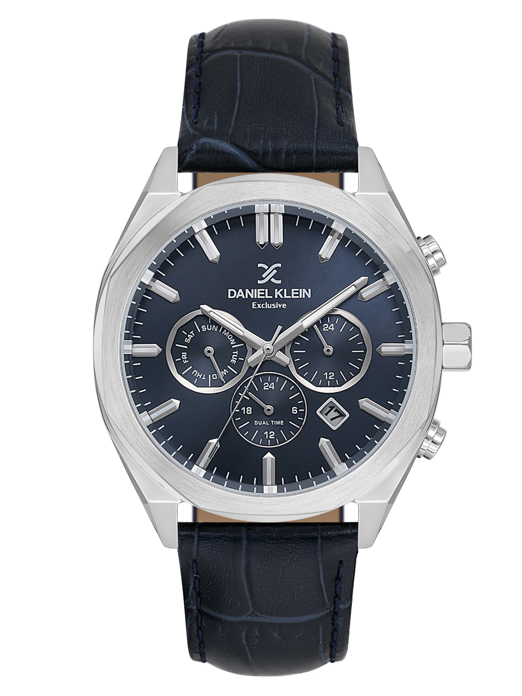 Daniel Klein Men’s Dark Blue Dial Leather Strap Watch DK.1.14065-3