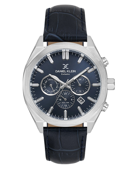 Daniel Klein Men’s Dark Blue Dial Leather Strap Watch DK.1.14065-3