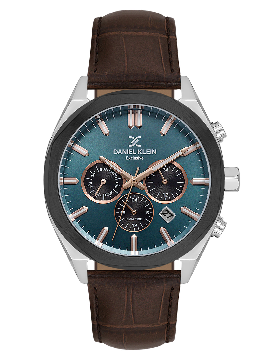 Daniel Klein Men’s Green Dial Dark Brown Leather Watch DK.1.14065-4