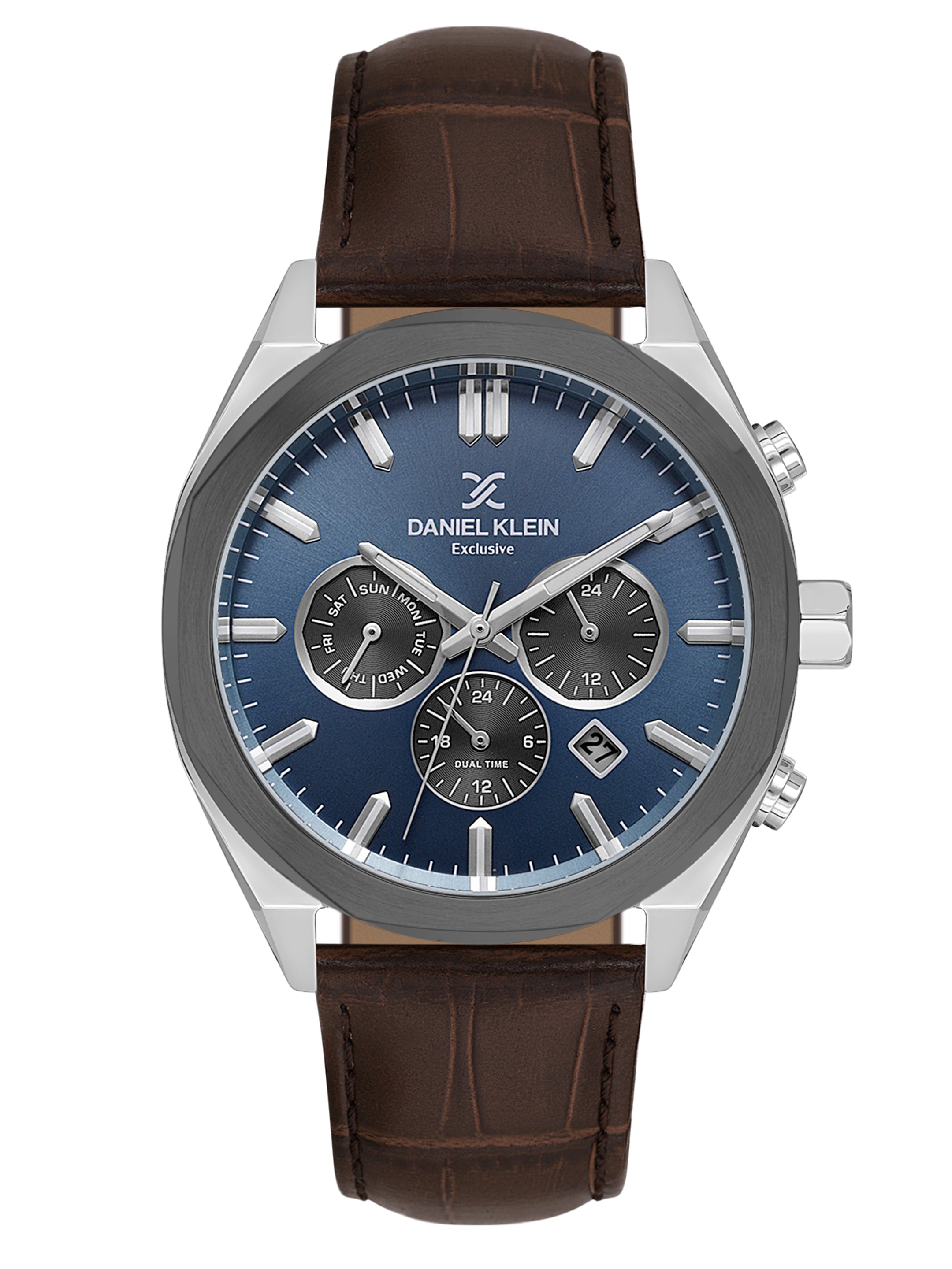 Daniel Klein Men’s Blue Dial Dark Brown Leather Watch DK.1.14065-5