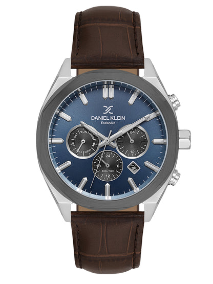 Daniel Klein Men’s Blue Dial Dark Brown Leather Watch DK.1.14065-5