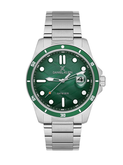 Daniel Klein Black to Green Dial Analog Watch for Men – Stainless Steel Strap, Water Resistant DK.1.14066-3