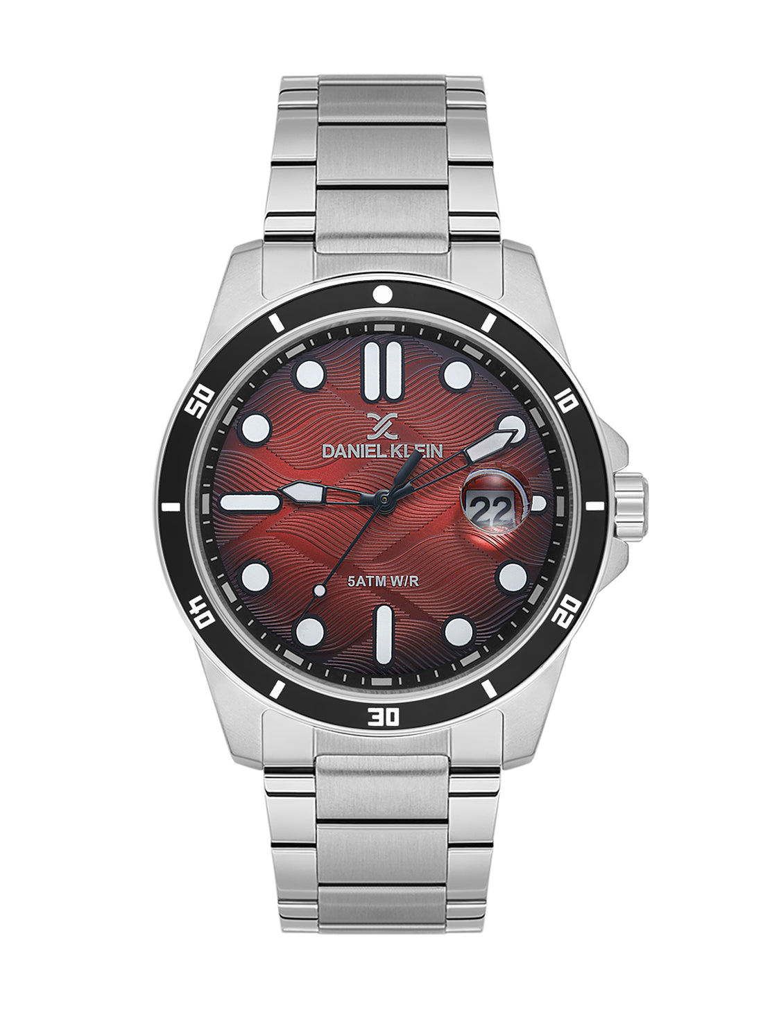 Daniel Klein Black to Red Dial Analog Watch for Men – Stainless Steel Strap, Water Resistant DK.1.14066-5