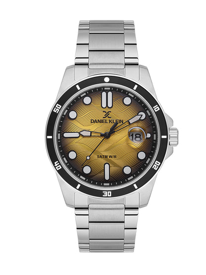 Daniel Klein Black to Yellow Dial Analog Watch for Men – Stainless Steel Strap, Water Resistant DK.1.14066-6