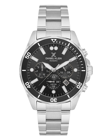 Daniel Klein Men’s Gun Black Dial Stainless Steel Watch DK.1.14067-1