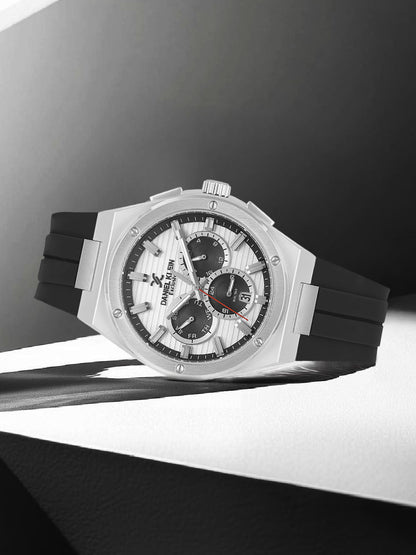 Daniel Klein Men’s Silver Dial Black Silicone Watch DK.1.14072-1