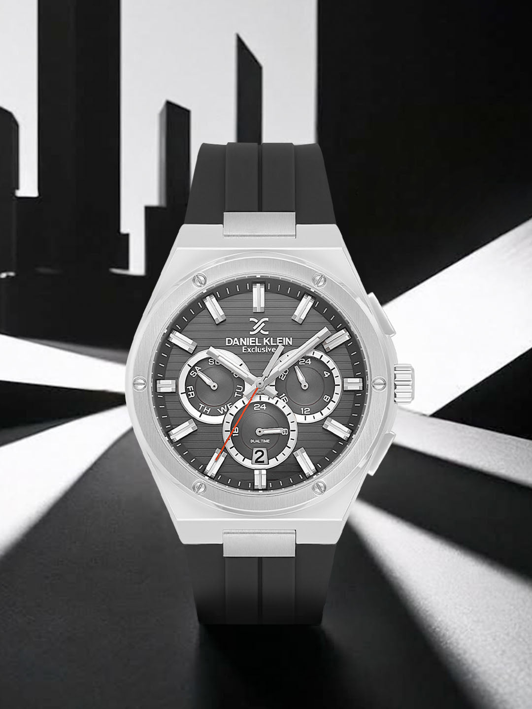 Daniel Klein Men’s Black Dial Gun Black Silicone Watch DK.1.14072-2