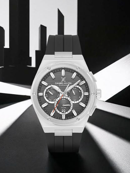 Daniel Klein Men’s Black Dial Gun Black Silicone Watch DK.1.14072-2