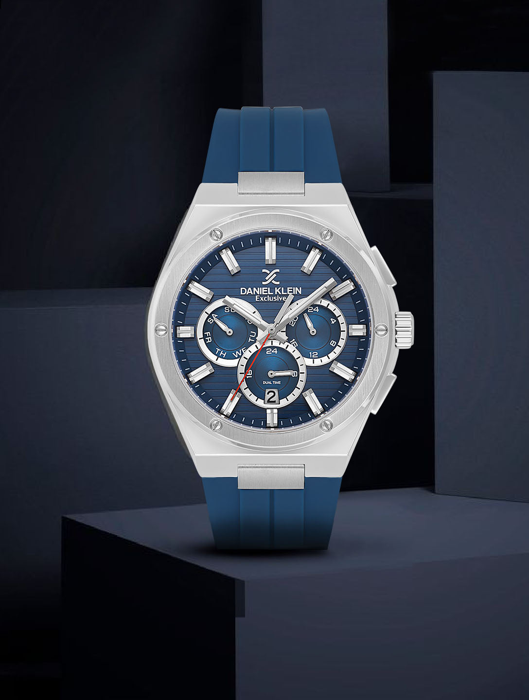 Daniel Klein Men’s Dark Blue Dial Silicone Watch DK.1.14072-3