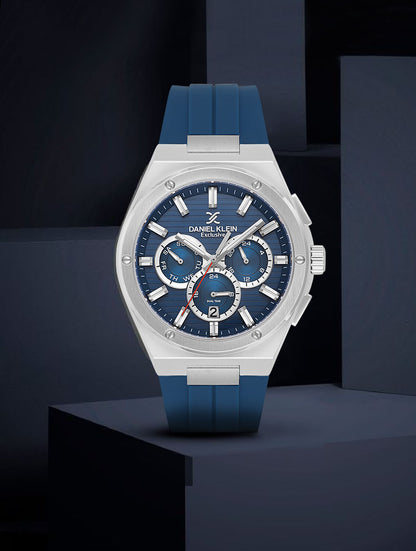 Daniel Klein Men’s Dark Blue Dial Silicone Watch DK.1.14072-3