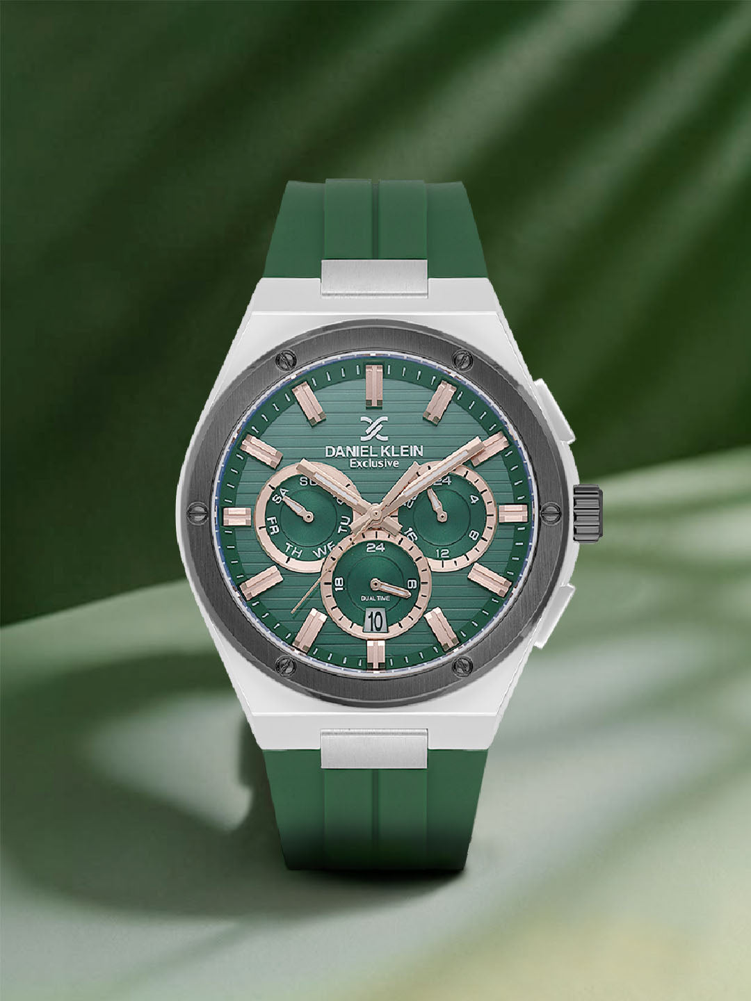 Daniel Klein Men’s Dark Brown Dial Dark Green Silicone Watch DK.1.14072-4