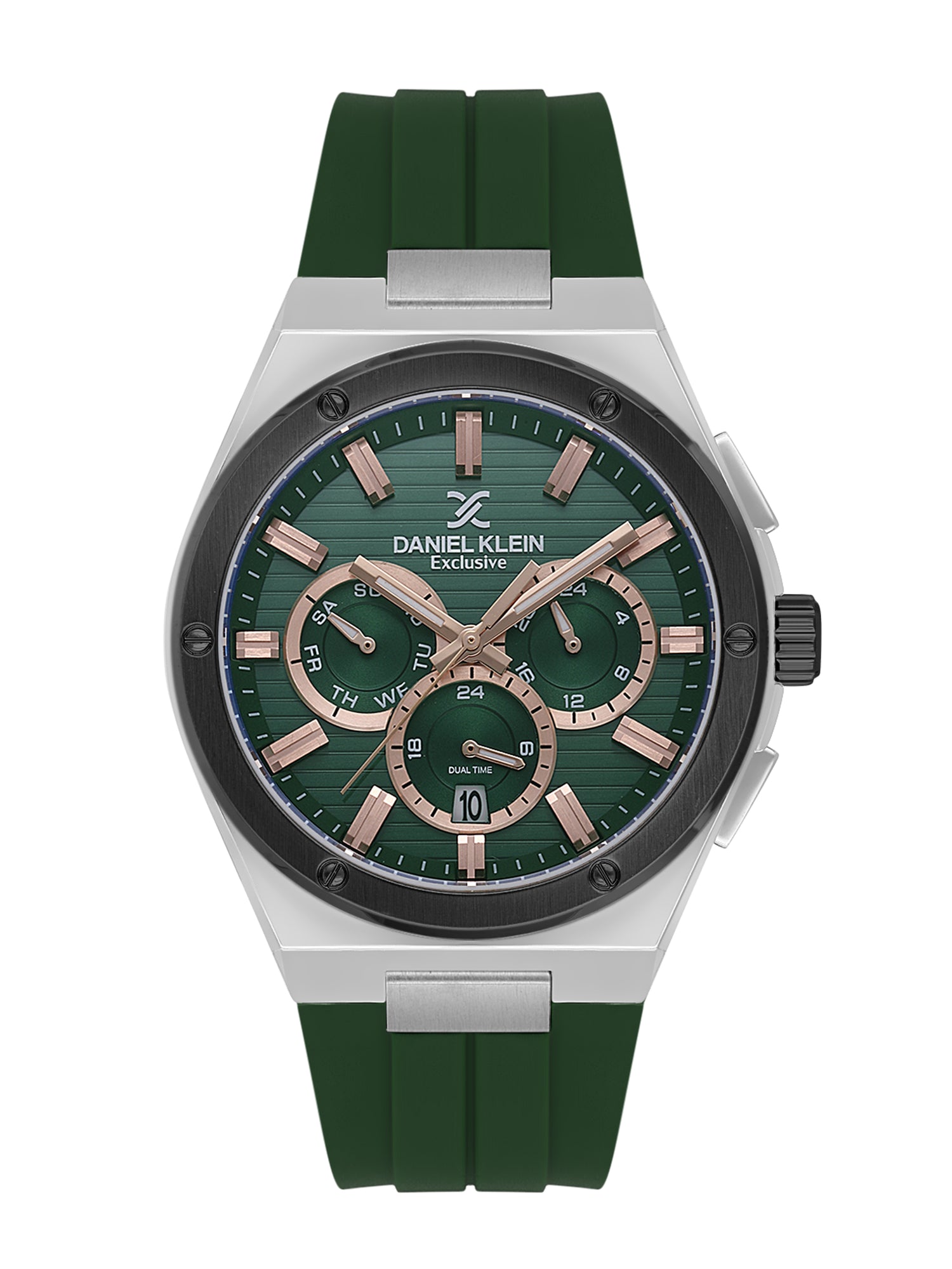 Daniel Klein Men’s Dark Brown Dial Dark Green Silicone Watch DK.1.14072-4