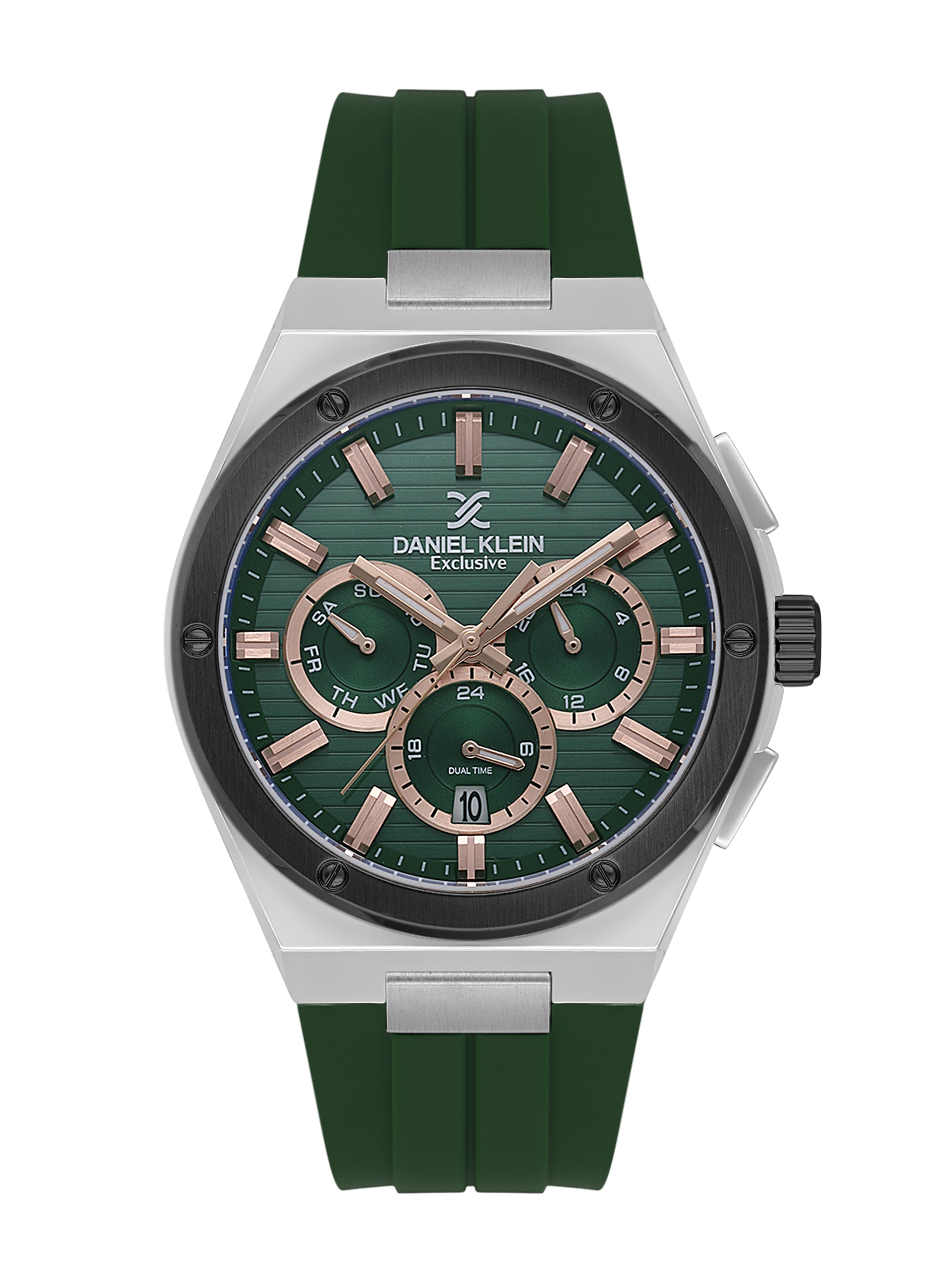 Daniel Klein Men’s Dark Brown Dial Dark Green Silicone Watch DK.1.14072-4