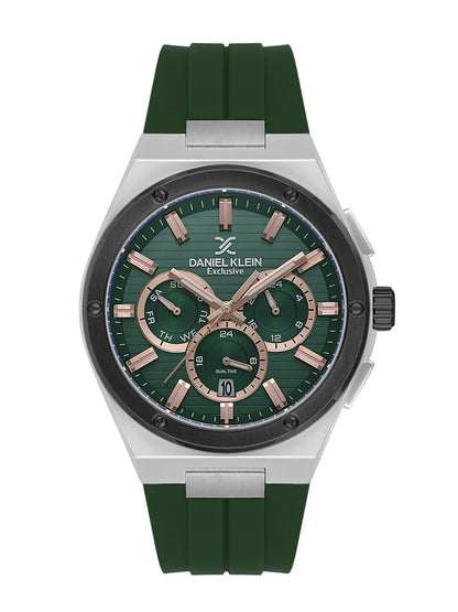 Daniel Klein Men’s Dark Brown Dial Dark Green Silicone Watch DK.1.14072-4