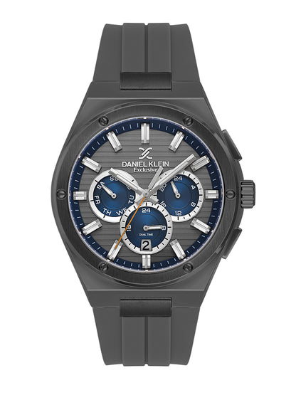 Daniel Klein Men’s Gun Dial Cool Grey Silicone Watch DK.1.14072-5