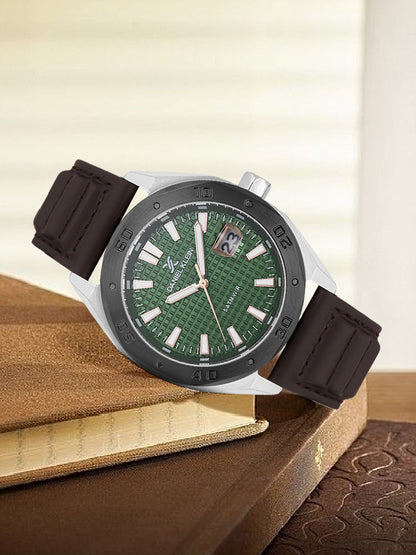 Daniel klein Dual-Tone IPS/IP Black Dark Brown Emboss Dial Leather Watch for Men DK.1.14077-3