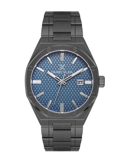 Daniel Klein Men’s Blue Dial Gunmetal Stainless Steel Watch DK.1.14081-5