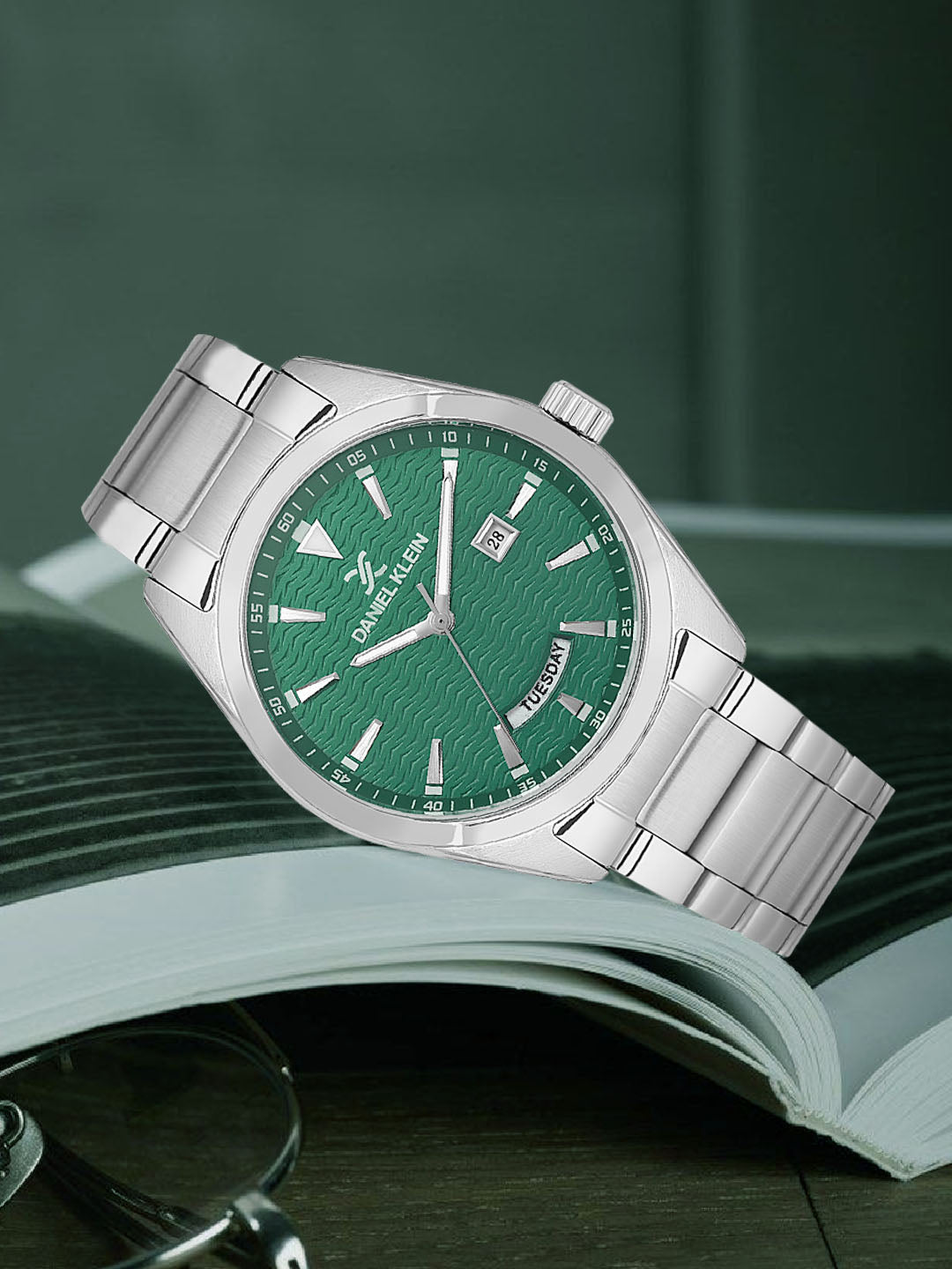 Daniel klein IPS Green Emboss Dial Watch for Men DK.1.14087-3