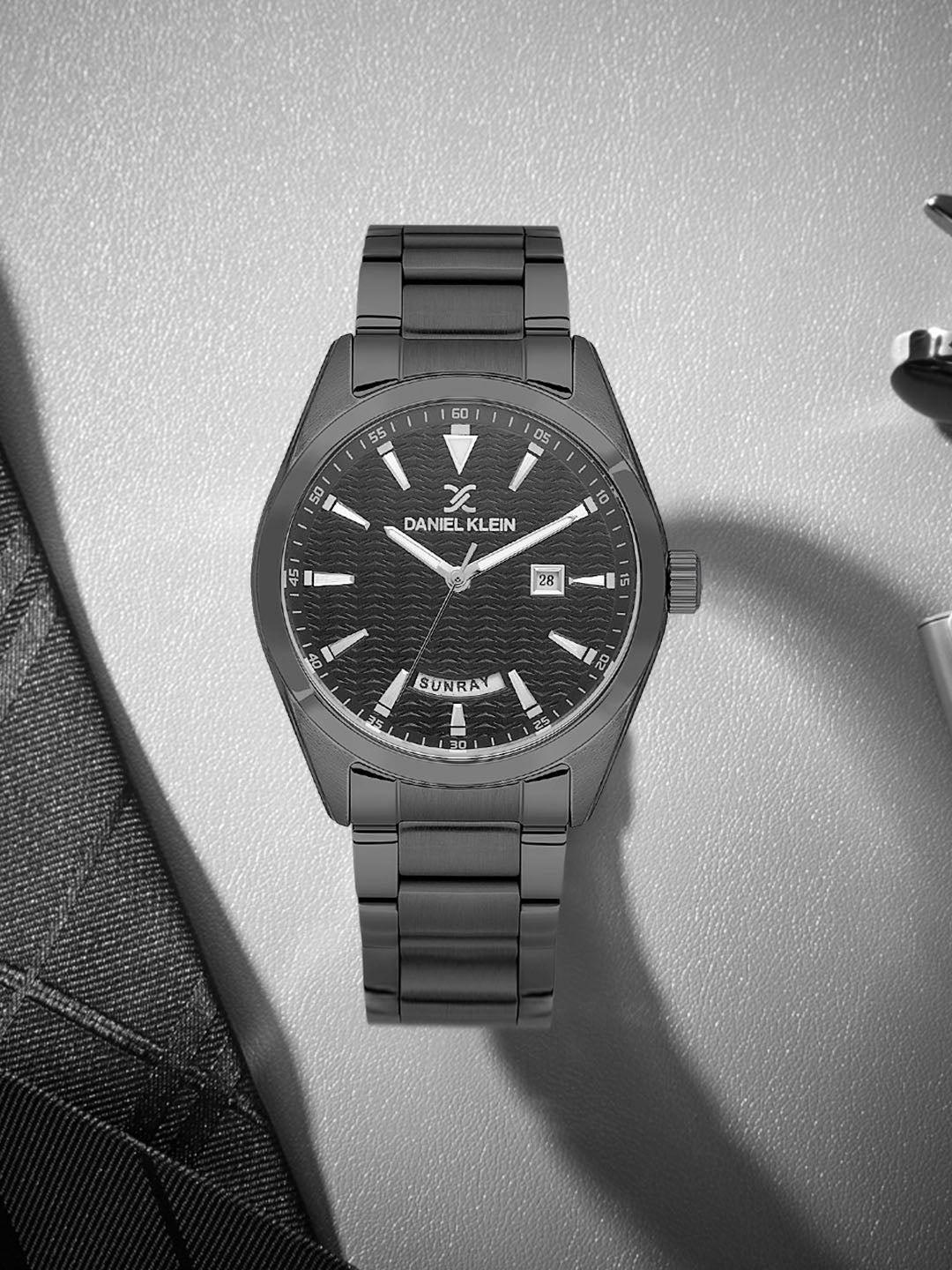 Daniel klein IP Black Emboss Dial Watch for Men DK.1.14087-5