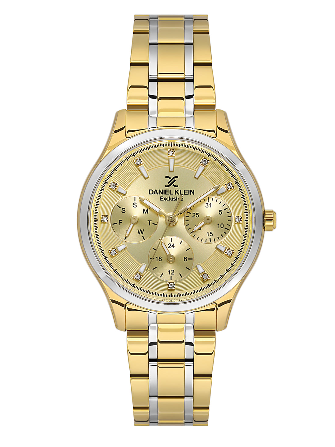 Daniel klein Dual-Tone Gold Sunray Brush Dial Watch for Women DK.1.14089-6