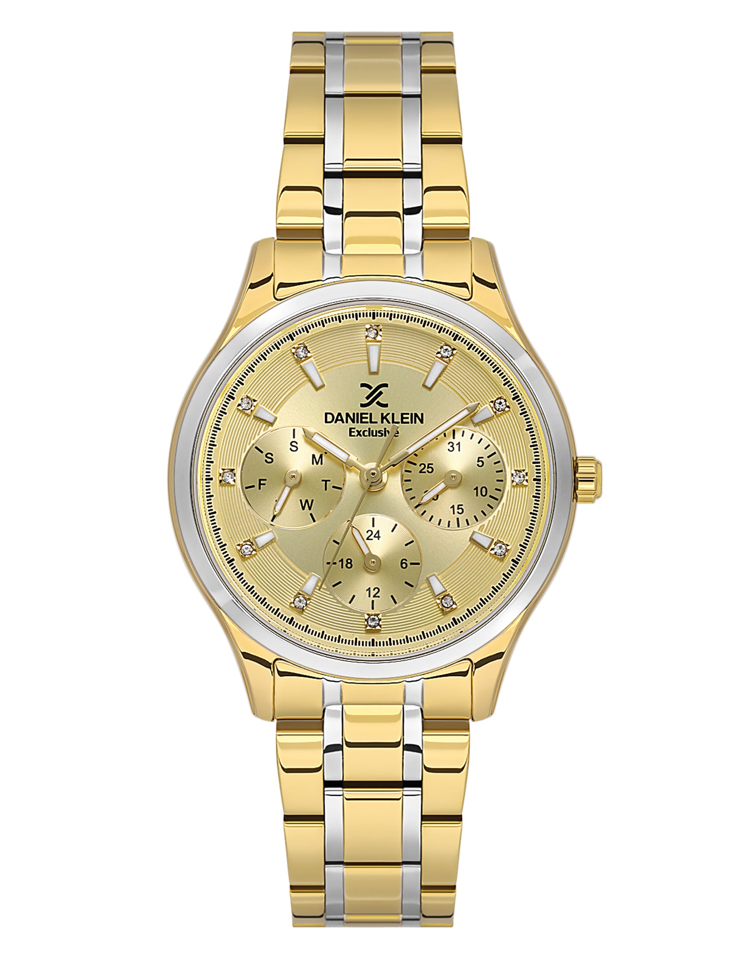 Daniel klein Dual-Tone Gold Sunray Brush Dial Watch for Women DK.1.14089-6