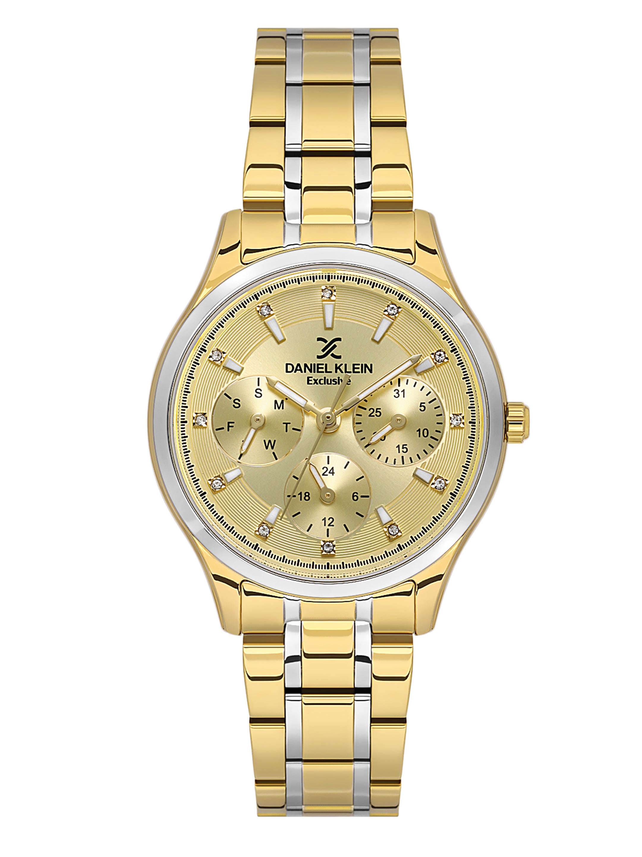 Daniel klein Dual-Tone Gold Sunray Brush Dial Watch for Women DK.1.14089-6