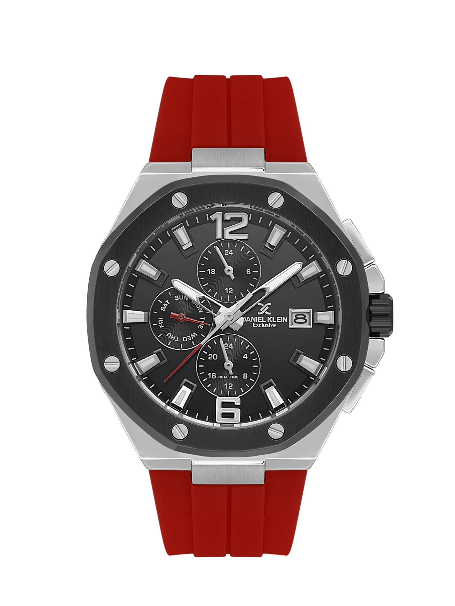 Daniel Klein Men’s Gun Black Dial Dark Red Silicone Watch DK.1.14092-3