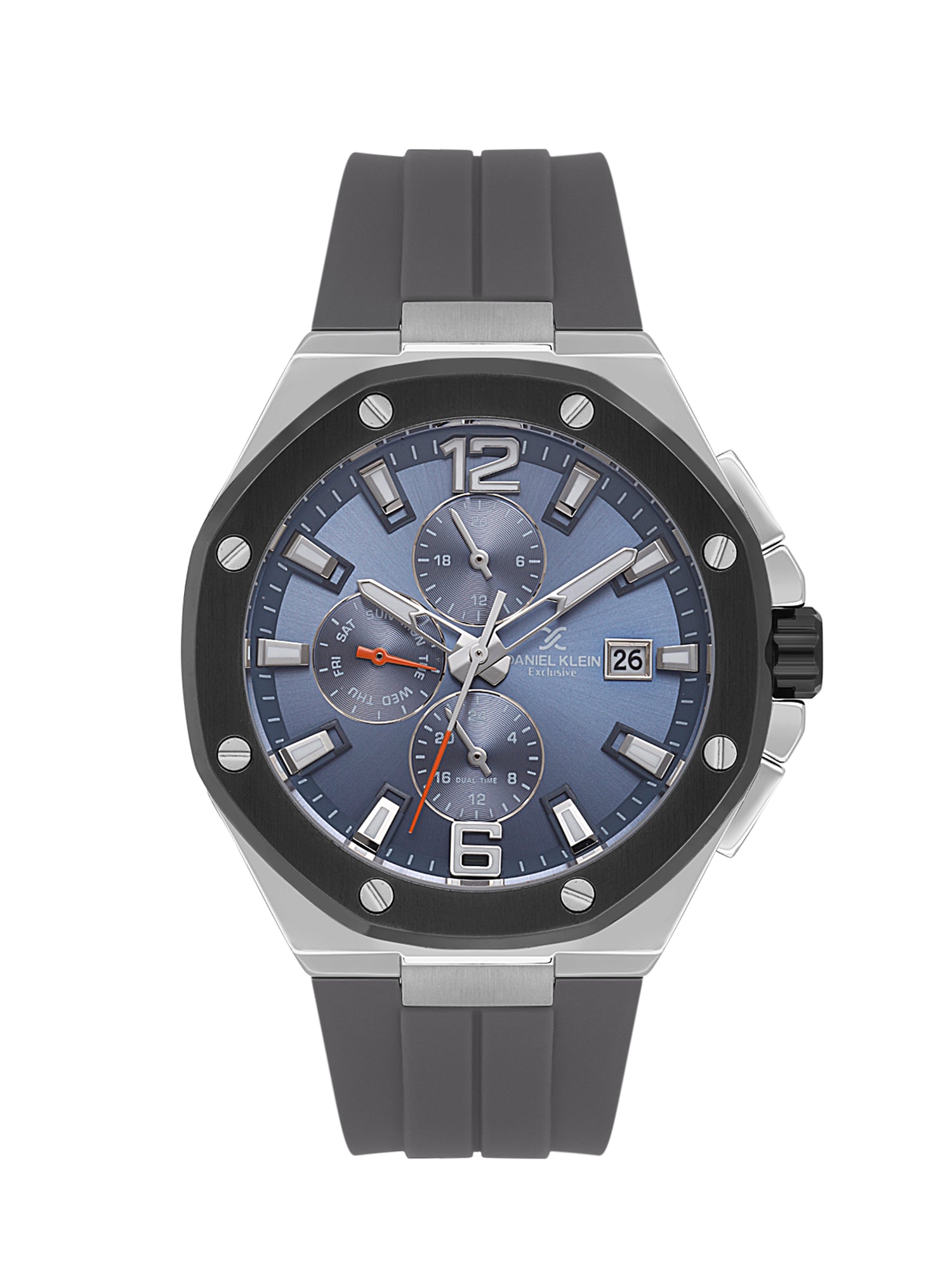 Daniel Klein Men’s Blue Dial Cool Grey Silicone Watch DK.1.14092-4