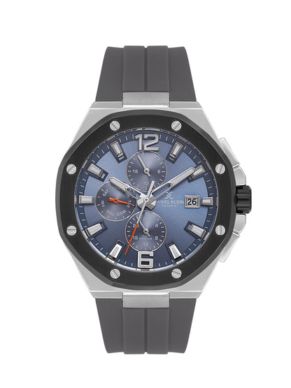 Daniel Klein Men’s Blue Dial Cool Grey Silicone Watch DK.1.14092-4