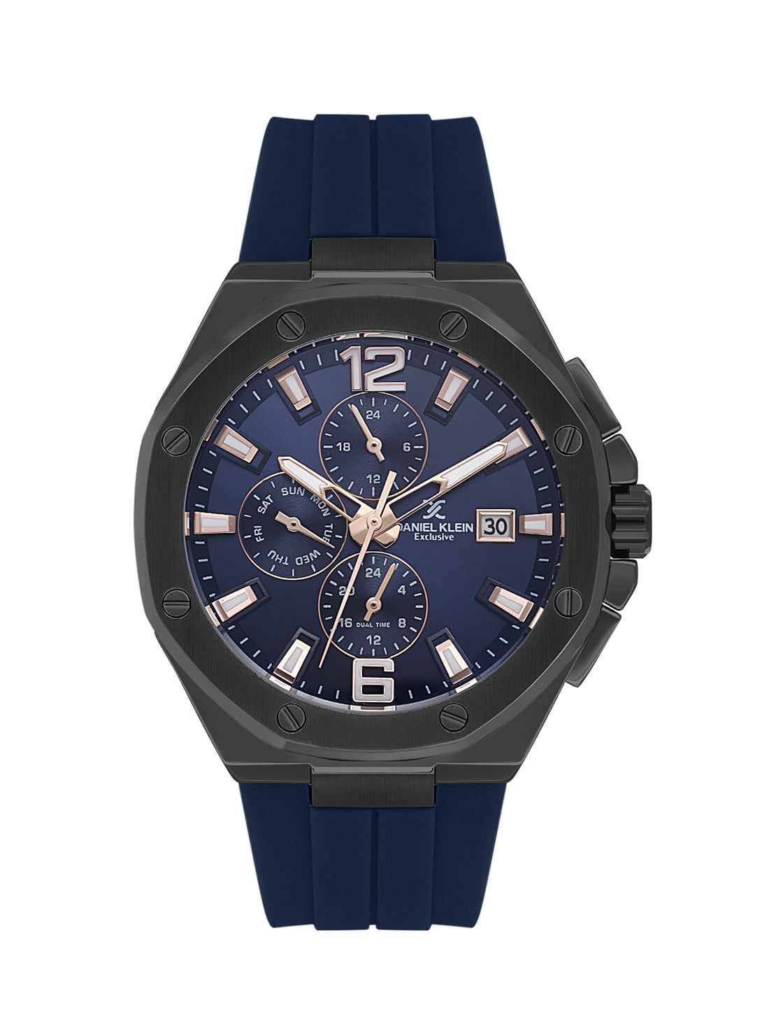 Daniel Klein Men’s Dark Blue Dial Silicone Strap Watch DK.1.14092-6