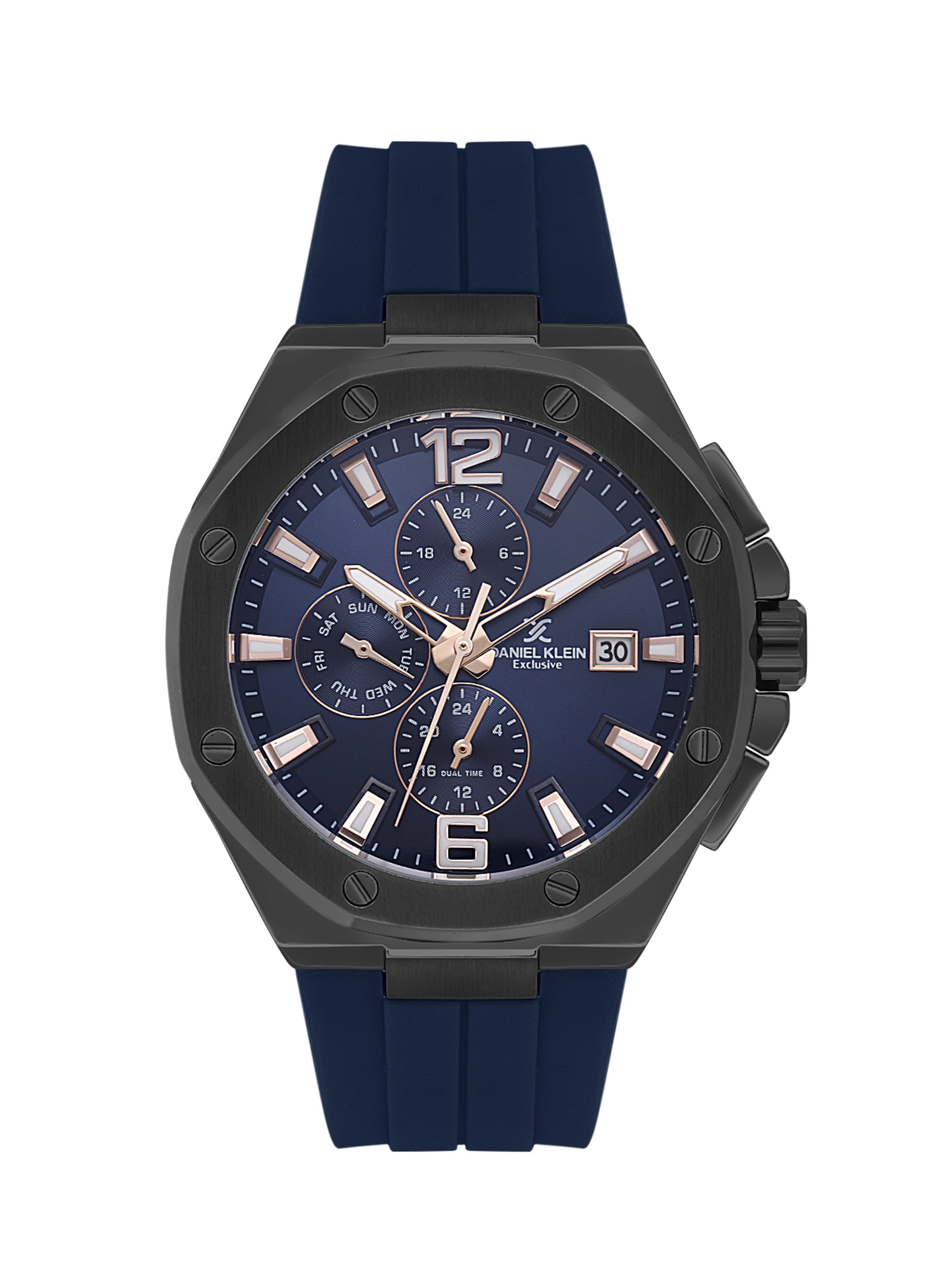 Daniel Klein Men’s Dark Blue Dial Silicone Strap Watch DK.1.14092-6