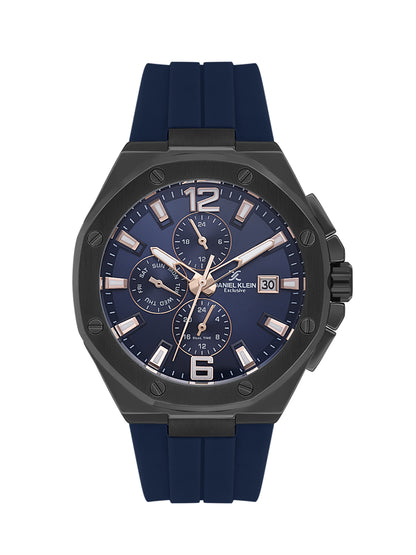 Daniel Klein Men’s Dark Blue Dial Silicone Strap Watch DK.1.14092-6