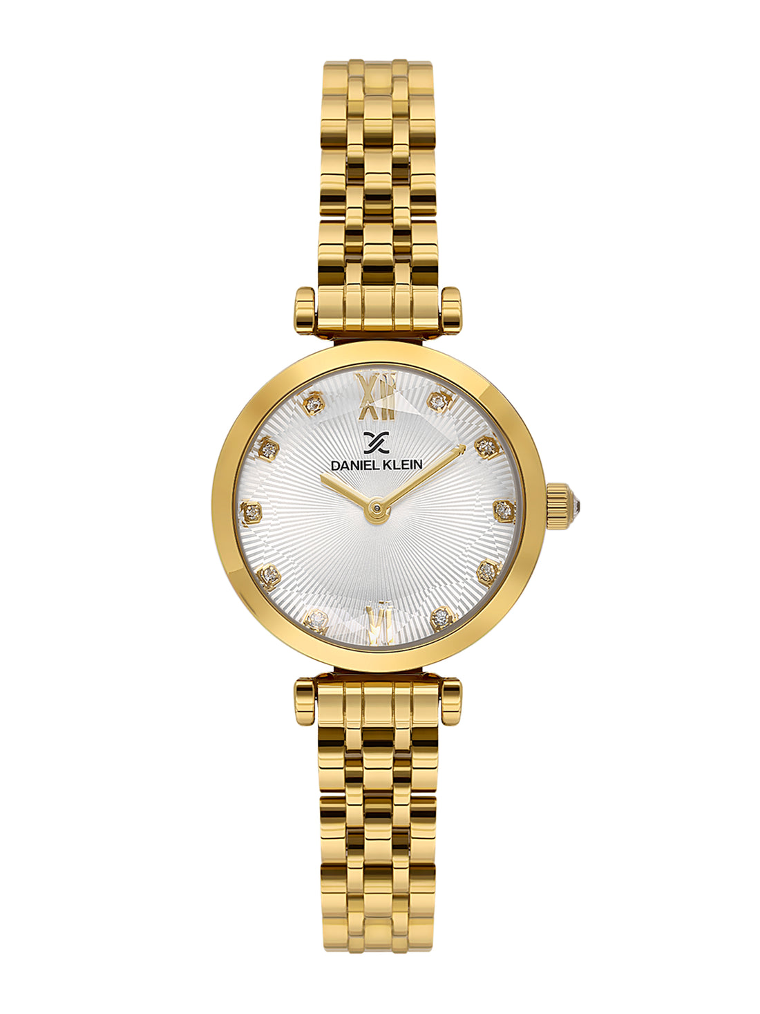 Daniel klein Dual-Tone IPS Silver Embossed Dial Stone Watch for Women DK.1.14094-2