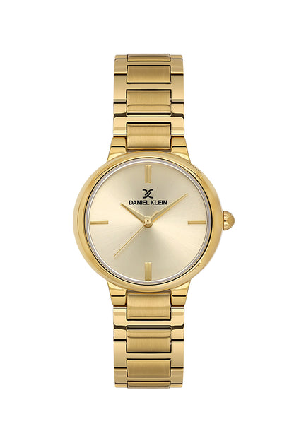 Daniel Klein Light Champagne Dial Gold Strap Women’s Analog Watch DK.1.14100-4
