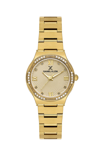 Daniel Klein Light Champagne Dial Gold Strap Women’s Analog Watch DK.1.14101-2