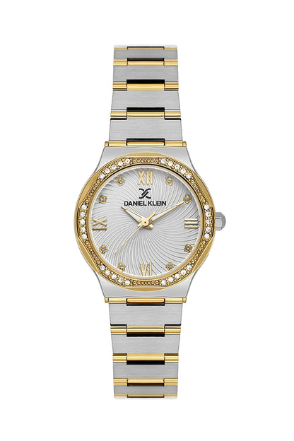 Daniel Klein Silver Dial Silver–Gold Strap Women’s Analog Watch DK.1.14101-3