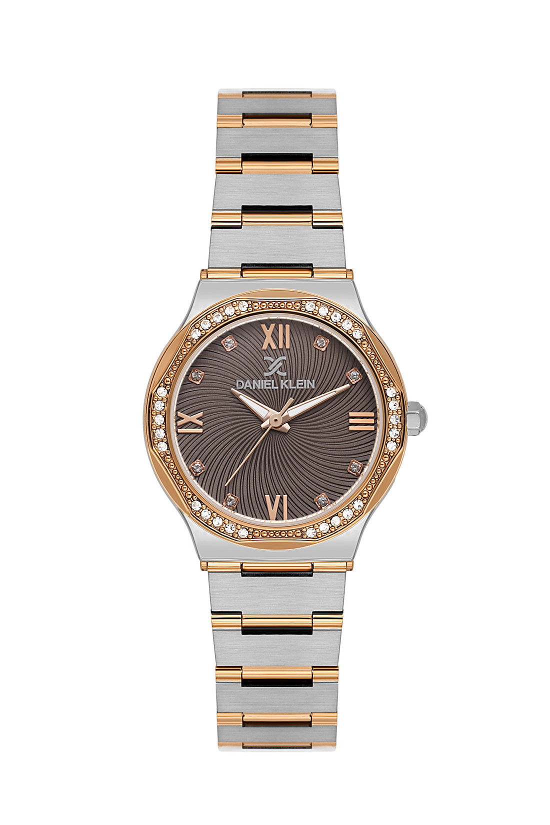 Daniel Klein Warm Grey Dial Silver–Rose Gold Strap Women’s Analog Watch DK.1.14101-6