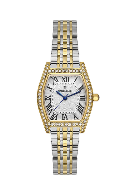 Daniel Klein Silver Dial Silver–Gold Strap Women’s Analog Watch DK.1.14106-3