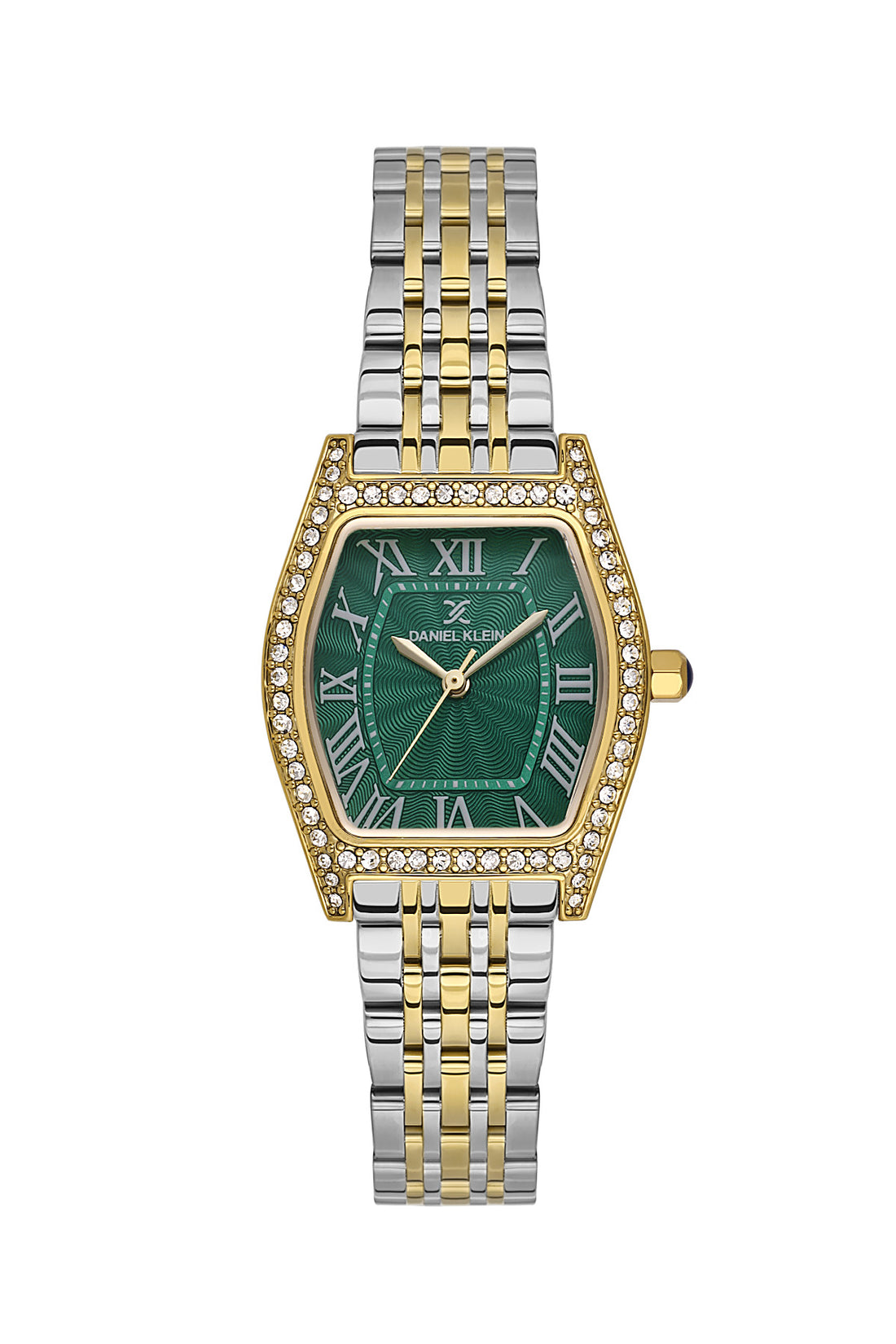 Daniel Klein Dark Green Dial Silver–Gold Strap Women’s Analog Watch DK.1.14106-4