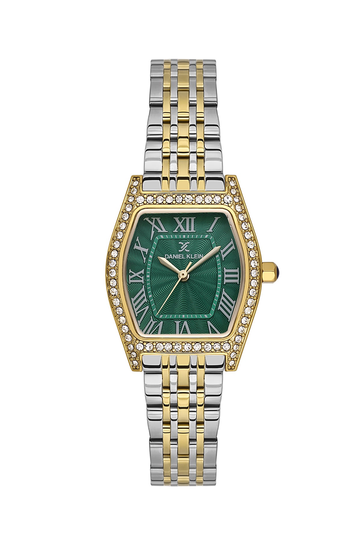Daniel Klein Dark Green Dial Silver–Gold Strap Women’s Analog Watch DK.1.14106-4