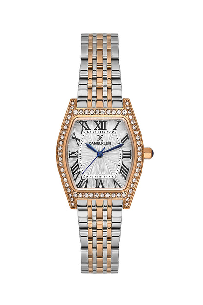 Daniel Klein Silver Dial Silver–Rose Gold Strap Women’s Analog Watch DK.1.14106-6