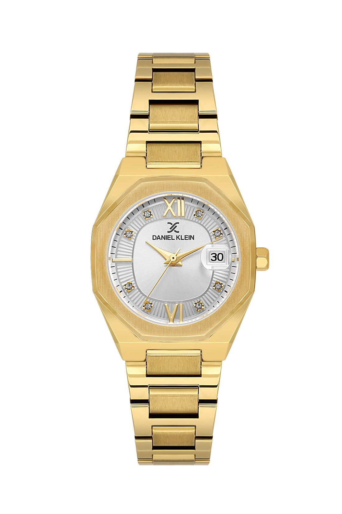 Daniel Klein Silver Dial Gold Strap Women’s Analog Watch DK.1.14109-2