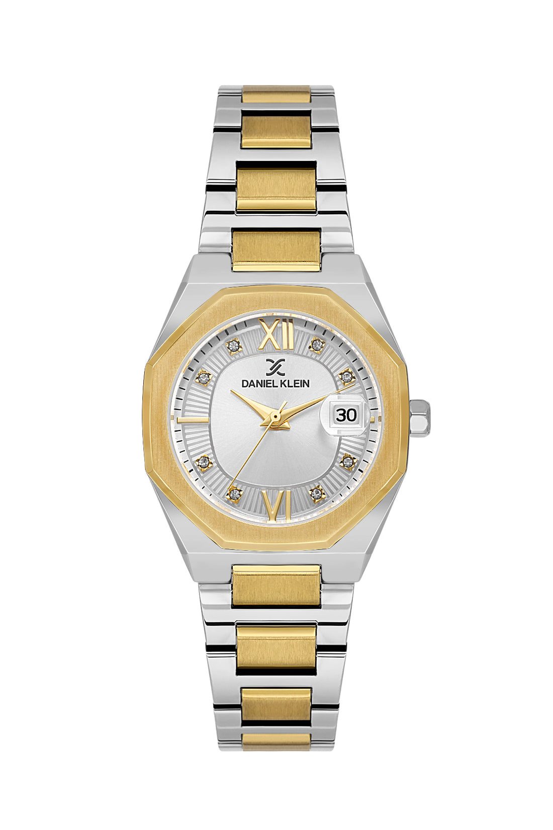 Daniel Klein Silver Dial Silver–Gold Strap Women’s Analog Watch DK.1.14109-3