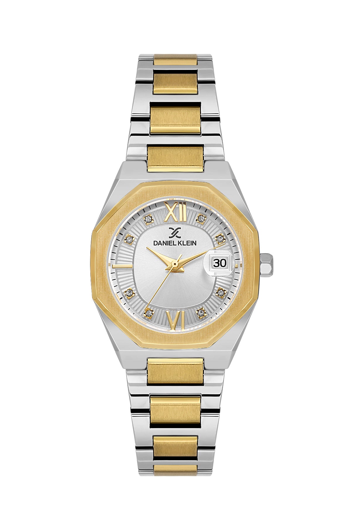 Daniel Klein Silver Dial Silver–Gold Strap Women’s Analog Watch DK.1.14109-3