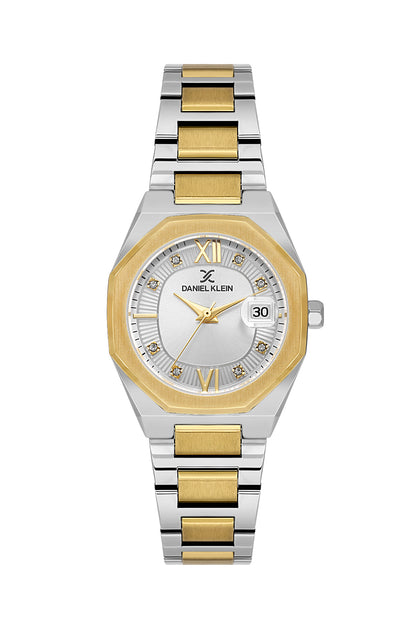 Daniel Klein Silver Dial Silver–Gold Strap Women’s Analog Watch DK.1.14109-3